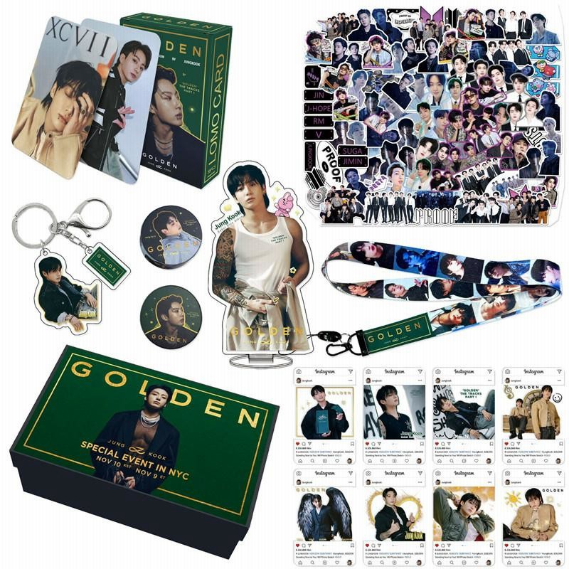 JUNG KOOKグッズ GOLDEN ギフトボックス フォトカード グク テープ ...