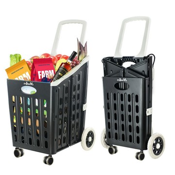 購物車/菜籃車 購物車 買菜車 折疊購物車 大容量買菜車 可摺疊手拉推車 鏤空塑膠購物籃 四輪採購拖車 蔬果購物車