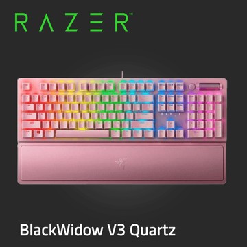 Razer 黑寡婦蜘幻彩版鍵盤 V3 綠軸(粉晶英文)