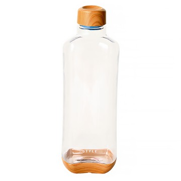 PEARL LIFE 珍珠金屬 木紋蓋透明隨身水瓶 附刻度  透明  1L  1個