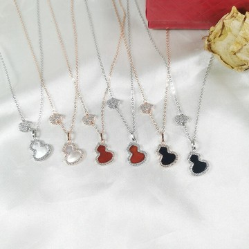 現貨+預購 925純銀項鍊葫蘆吊墜-瑪瑙/貝母鋯石鑲邊情人節生日聖誕節交換禮物女飾品6款74bu32【獨家進口】【米蘭精品】