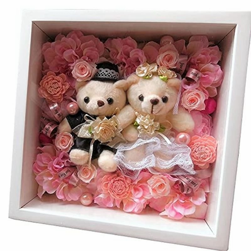 結婚祝い プレゼント 友人 友達 ウェディングベアー入り 花束風 壁掛け ガラスケース プリザーブドフラワー入りギフト 結婚祝いプレゼント 通販 Lineポイント最大0 5 Get Lineショッピング
