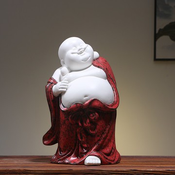 彌勒佛招財大號創意白瓷家居辦公室玄關供奉工藝品陶瓷擺件禮品