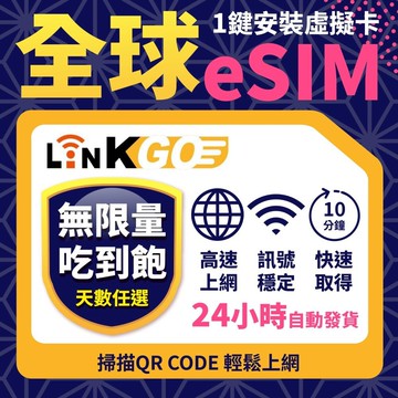 【LinkGO】全球多地區 3~7天多組合 無限量吃到飽 eSIM卡 歐洲 亞洲 非洲 白鑽卡