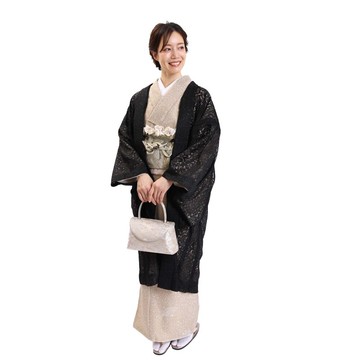 羽織 蕾絲 外套 外罩 和服 Haori F size 單品 黒