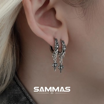 SAMMAS🔥耳環 鳶尾十字架耳釘 潮流 時尚 耳扣 小眾 個性 嘻哈 港風 耳飾 高級感 耳環 耳圈 耳針 創意 百搭