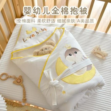 純棉秋冬季加厚寶寶棉花產房防風包被新生嬰兒抱被防驚跳睡袋襁褓
