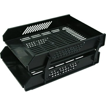 【史代新文具】龍和 DR-402 380x280x170mm 黑 B4活動式二層公文架
