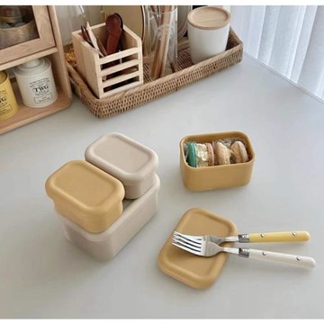 ins韓風食品級硅膠飯盒上班帶飯餐具露營野餐兒童便當盒寶寶餐盒