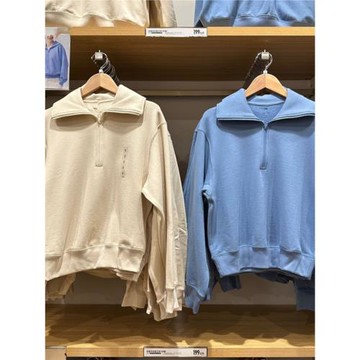 試衣間2023女裝翻領半拉鏈長袖寬角領9衛衣休閑寬松版外套461649