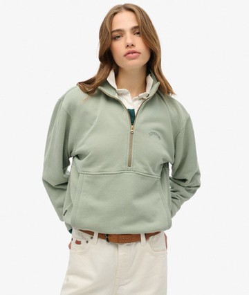 Superdry Women's Essential Logo Oversized Half Zip Sweatshirt Green Size: 8