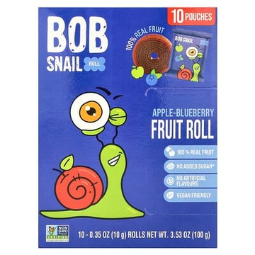 Bob Snail, 水果卷，蘋果藍莓，10 卷，每卷 0.35 盎司（10 克）