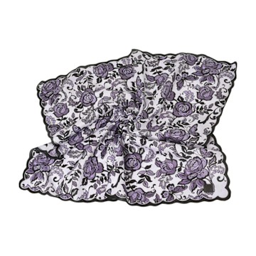 ANNA SUI 紫夢蝶舞圖騰字母LOGO大帕領巾(粉紫/黑色系/58CM)