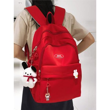 紅色書包大學生2025新款雙肩包女大容量女生大紅色電腦背包肩包紅