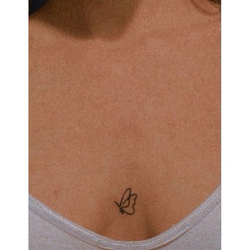 「高雅」  蝴蝶 紋身貼紙 微刺青 輕紋身 IG 打卡  超美 性感 紋身貼 網紅 素描 線 草寫 設計款