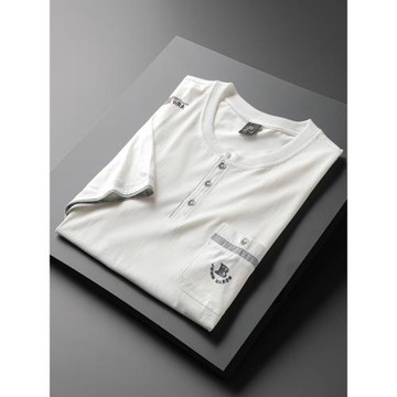 爸爸衣服夏季中年男士短袖t恤純棉圓領汗衫寬松休閑上衣半袖體恤