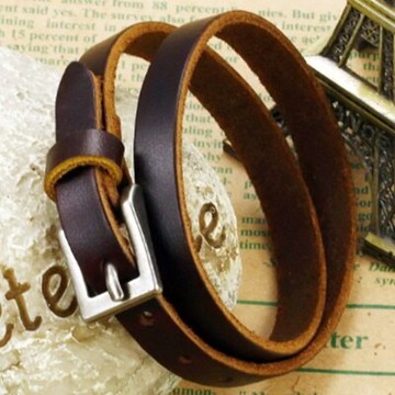 真皮手環 鈦鋼手鍊-簡約素面多圈設計生日情人節禮物男飾品73cq65【獨家進口】【米蘭精品】