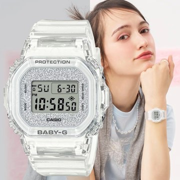 CASIO 卡西歐 BABY-G 閃亮青春方形電子錶-清透白 女錶 手錶 學生錶 1111買買節 送禮推薦 BGD-565GC-7