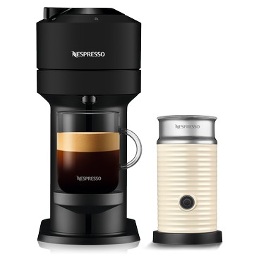 Nespresso Vertuo Next 膠囊咖啡機(迷霧黑) & 白色奶泡機組合
