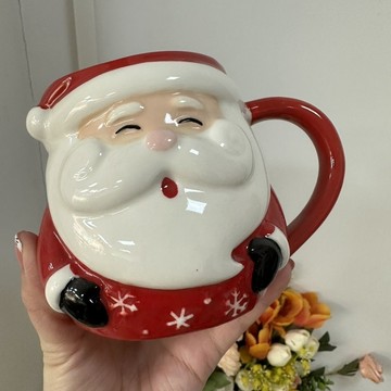 台灣現/貨✨圣誕老人杯子陶瓷杯禮盒裝卡通3d手繪禮品創意馬克杯圣誕節日禮物