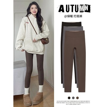 TUOLANG™ 輕塑芭比褲 高腰收腹加絨打底褲 修身加厚保暖外穿瑜伽鯊魚褲