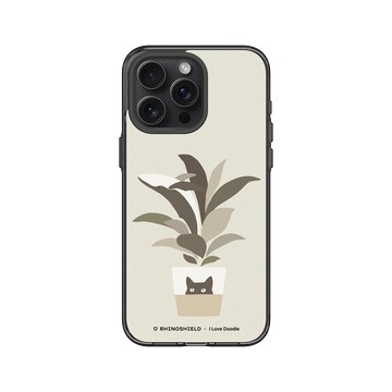 iPhone 15 Pro Max Clear 酷墨灰 - ilovedoodle (Lim Heng Swee) - Cat and Plant - 鯨魚在哪裏