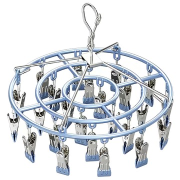 WE CHAMP 不鏽鋼圓形晾曬夾 24夾 Z0068  32.2cm  藍色