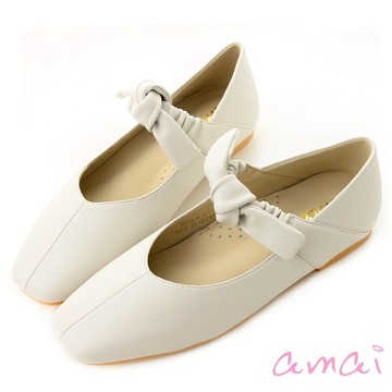 amai 極致柔軟百搭綁結設計平底鞋 娃娃鞋 低跟鞋 平底鞋 懶人鞋 芭蕾鞋 低跟 時尚 大尺碼 杏色 FF14-9BE