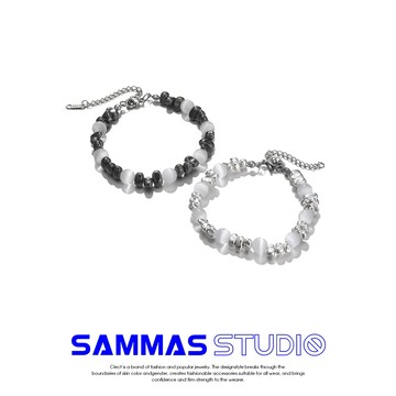 SAMMAS🔥限時下殺 獨家設計 碎銀幾兩情侶手錬 醫療鋼 貓眼石手鏈 黑膽石手繩 閨蜜手環 紀念日生日禮物 高級感