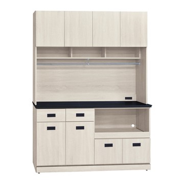 文創集 安博 淺橡5尺雲紋石&岩板餐櫃組合(二色石面可選)-151x41x198cm免組