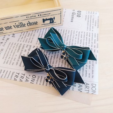 幸運草素面滾邊緞帶彈簧夾 2色