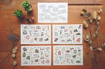 迪夢奇 感壓貼 - 無時效日付貼/露營 內含五張一組/手帳專門