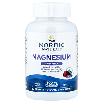 Nordic Naturals, 鎂軟糖，藍莓和薰衣花草味，300 毫克，60 粒軟糖（每粒軟糖 100 毫克）