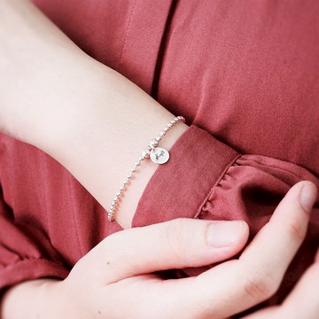 ART64 泡泡糖圓牌刻字手鍊 細版 925純銀女生手鍊