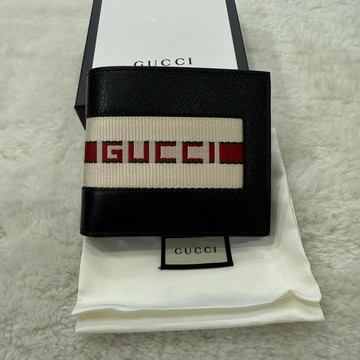 【古馳｜全新】現貨 GUCCI 短夾 織帶 文字款 絕版品 荔枝紋 零錢短夾｜Little Bee 小蜜蜂精品