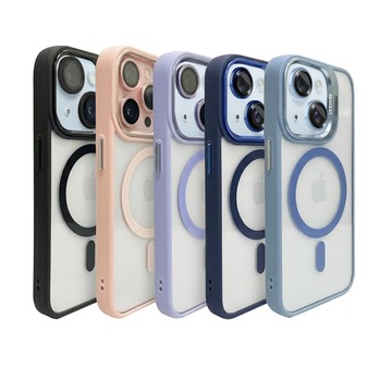 VXTRA 金屬鏡頭支架 iPhone 15 Plus/14 Plus 膚感磁吸保護殼 手機殼(附鏡頭玻璃環)