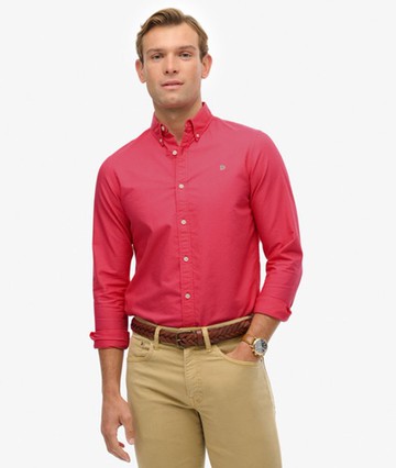 Superdry Men's Classic Oxford Long Sleeve Shirt Pink Size: Xxl