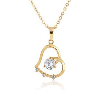 純銀項鍊 鍍18K金鑲鑽吊墜-精美鏤空愛心美麗情人節生日禮物女飾品73cu116【獨家進口】【米蘭精品】