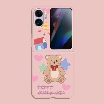 不開心小熊適用于oppofindN2flip手機殼全包防摔套翻蓋折疊屏情侶