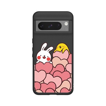 Pixel 8 Pro SolidSuit 黑 - 懶散兔與啾先生 Lazy Rabbit and Mr.Chu - Hearts