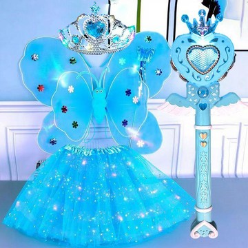 【臺灣-出貨】發光蝴蝶翅膀小女孩背飾閃光玩具奇妙仙子魔法棒花仙子三件套ADA9