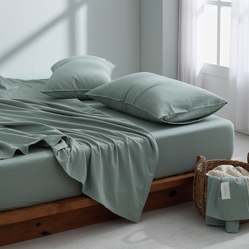 和織輕捻紗薄被床包組/竹青