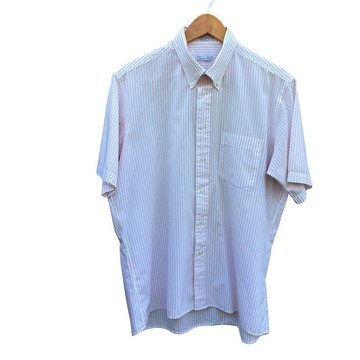 Vintage Christian Dior Chemises 粉色條紋短袖襯衫