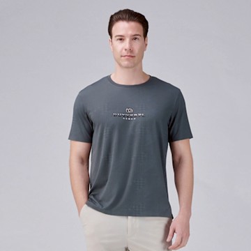 男短袖圓領T恤 涼感吸濕排汗彈力 灰(15-5V9939)
