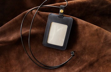 黑藍莓色植鞣革雙層證件套