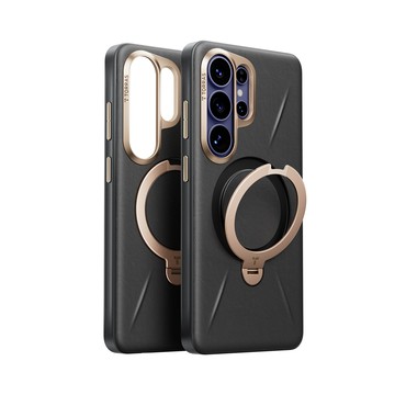 【TORRAS】Ostand Spin VegSkin Magnetic 相機按鍵旋轉支架皮革防摔手機殼 S26系列