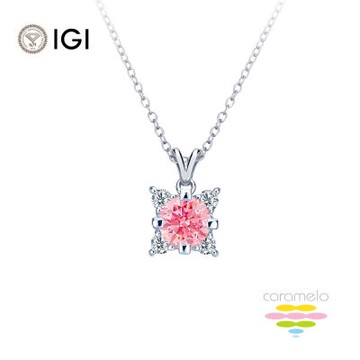 彩糖鑽工坊 IGI 1克拉 粉鑽 鑽石項鍊 (培育鑽石 粉紅鑽石 彩鑽 FANCY VIVID PINK)