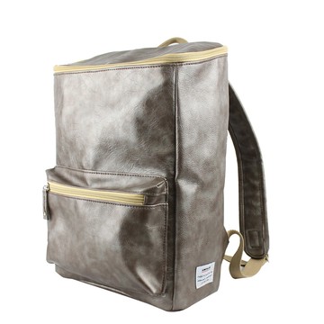 AMINAH-炫繽銀灰皮革方形後背包(III)