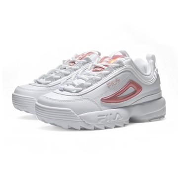 FILA 休閒鞋 DISRUPTOR 白粉 雷射 增高 老爹鞋 女 5C609Y154