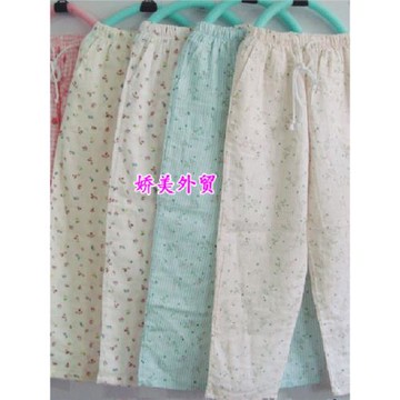 清倉甩賣春夏季女士純棉雙層紗布家居褲全棉睡褲休閑長褲